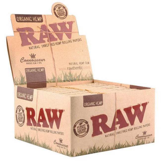 RAW 🌿 RAW Connoisseur Organic Hemp Rolling Papers &amp; Tips – smoking accessory – UK product
