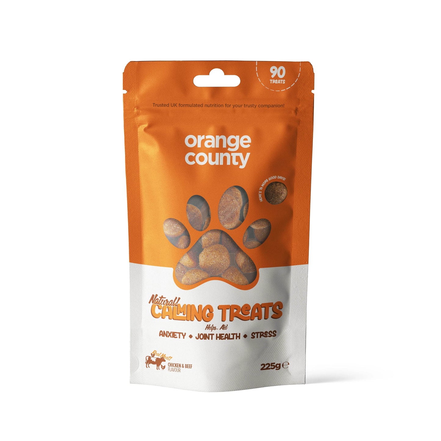 Orange County Natural Calming Dog Treats - 90 pack CBD pet treats for anxiety relief
CBD dog treats for calming anxiety - broad spectrum THC-free pet wellness treats
Happy relaxed dog after taking Orange County natural calming CBD treats
