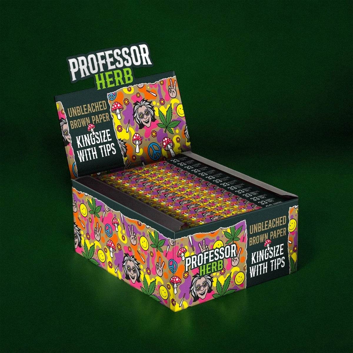 Professor Herb - King Size Rolling Papers & Tips - Unbleached Brown Paper - Inspired Life UK