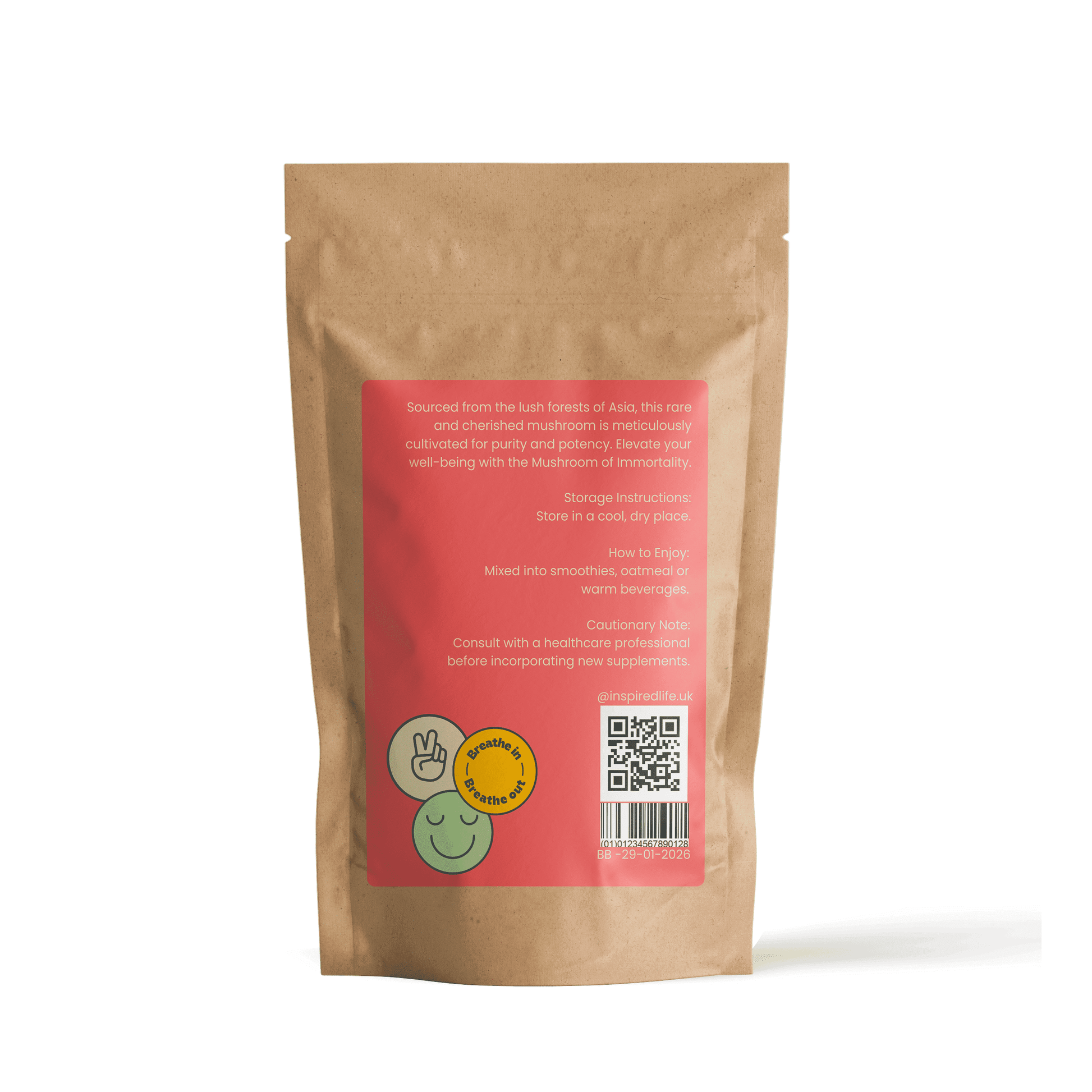 Organic Reishi Mushroom Powder 100g jar - Premium Ganoderma lucidum supplement for immune support and stress relief