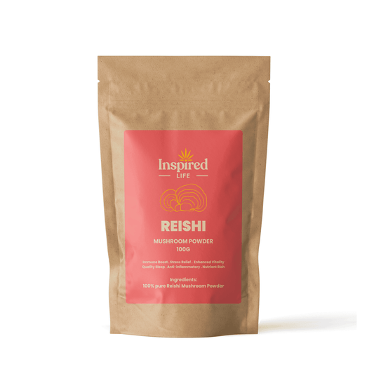 Organic Reishi Mushroom Powder 100g jar - Premium Ganoderma lucidum supplement for immune support and stress relief